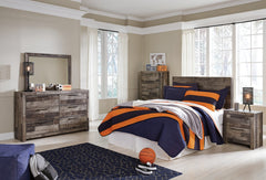 Derekson Full Panel Headboard Bed with Mirrored Dresser, Chest and Nightstand - furniture place usa