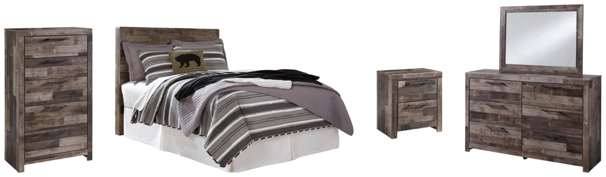 Derekson Full Panel Headboard Bed with Mirrored Dresser, Chest and Nightstand - furniture place usa