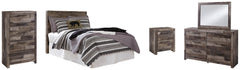 Derekson Full Panel Headboard Bed with Mirrored Dresser, Chest and Nightstand - furniture place usa