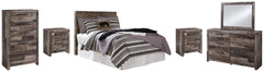 Derekson Full Panel Headboard Bed with Mirrored Dresser, Chest and 2 Nightstands - furniture place usa