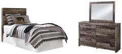 Derekson Twin Panel Headboard Bed with Mirrored Dresser - furniture place usa