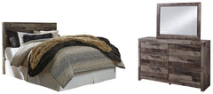 Derekson Queen/Full Panel Headboard Bed with Mirrored Dresser - furniture place usa