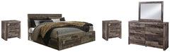 Derekson King Panel Bed with 6 Storage Drawers with Mirrored Dresser and 2 Nightstands - furniture place usa