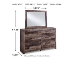 Derekson Queen Panel Bed with 2 Storage Drawers with Mirrored Dresser and Nightstand - furniture place usa
