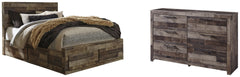 Derekson Queen Panel Bed with 4 Storage Drawers with Dresser - furniture place usa