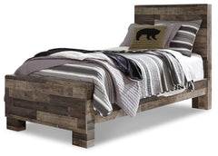Derekson Twin Panel Bed with Mirrored Dresser and 2 Nightstands - furniture place usa