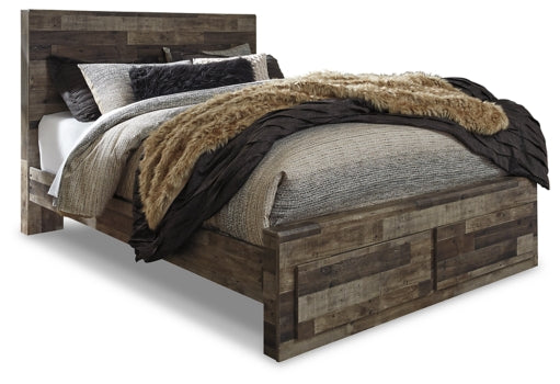 Derekson Queen Panel Bed with 2 Storage Drawers with Mirrored Dresser, Chest and 2 Nightstands - PKG003526 - furniture place usa