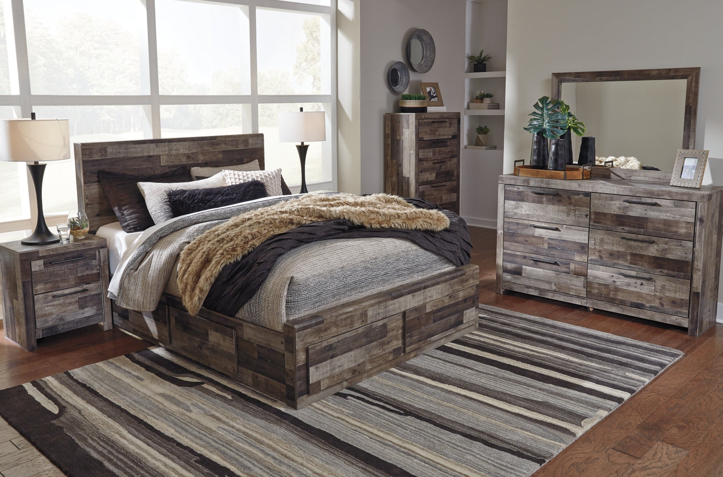 Derekson Queen Panel Bed with 4 Storage Drawers - furniture place usa