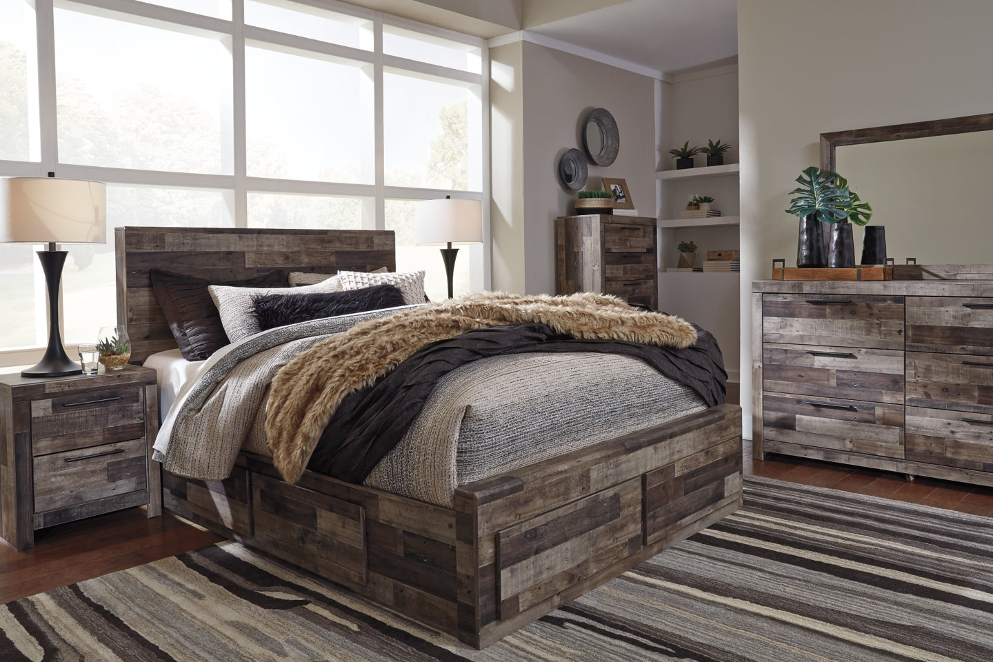 Derekson Queen Panel Bed with 4 Storage Drawers - furniture place usa