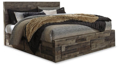 Derekson King Panel Bed with 6 Storage Drawers with Mirrored Dresser and 2 Nightstands - furniture place usa