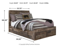 Derekson Full Panel Bed with 6 Storage Drawers with Mirrored Dresser and 2 Nightstands - furniture place usa