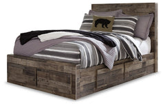 Derekson Full Panel Bed with 6 Storage Drawers with Mirrored Dresser and 2 Nightstands - furniture place usa
