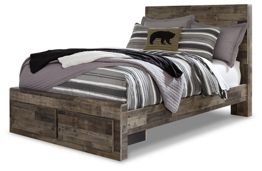 Derekson Full Panel Bed with 2 Storage Drawers with Mirrored Dresser, Chest and Nightstand - furniture place usa