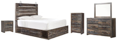 Drystan Twin Panel Bed with 2 Storage Drawers with Mirrored Dresser, Chest and Nightstand - furniture place usa