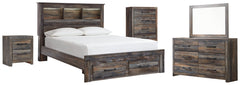 Drystan Queen Bookcase Bed with 2 Storage Drawers with Mirrored Dresser, Chest and Nightstand - PKG003244 - furniture place usa