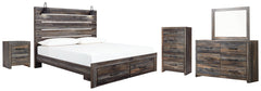 Drystan Queen Panel Bed with 2 Storage Drawers with Mirrored Dresser, Chest and Nightstand - PKG003256 - furniture place usa