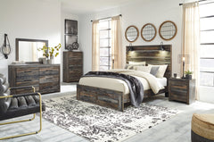 Drystan Queen Panel Bed with 2 Storage Drawers with Mirrored Dresser, Chest and Nightstand - PKG003256 - furniture place usa