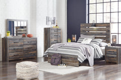 Drystan Full Panel Bed with Mirrored Dresser and Chest - furniture place usa