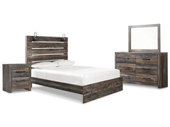 Drystan Queen Panel Bed with Mirrored Dresser and Nightstand - furniture place usa