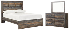 Drystan Full Bookcase Bed with Mirrored Dresser - PKG003350 - furniture place usa
