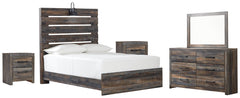 Drystan Full Panel Bed with Mirrored Dresser and 2 Nightstands - furniture place usa