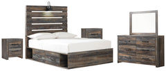 Drystan Twin Panel Bed with 2 Storage Drawers with Mirrored Dresser and 2 Nightstands - furniture place usa