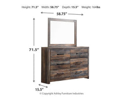 Drystan Full Bookcase Bed with 4 Storage Drawers with Mirrored Dresser, Chest and 2 Nightstands - furniture place usa