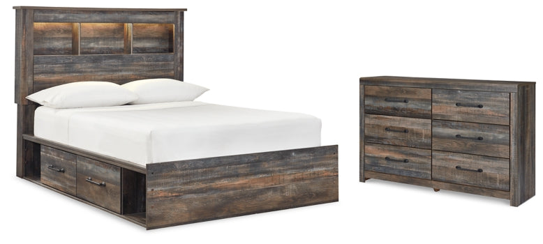 Drystan Full Bookcase Bed with 4 Storage Drawers with Dresser - furniture place usa