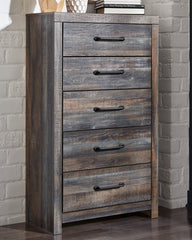 Drystan Queen Bookcase Bed with 4 Storage Drawers with Mirrored Dresser, Chest and Nightstand - furniture place usa
