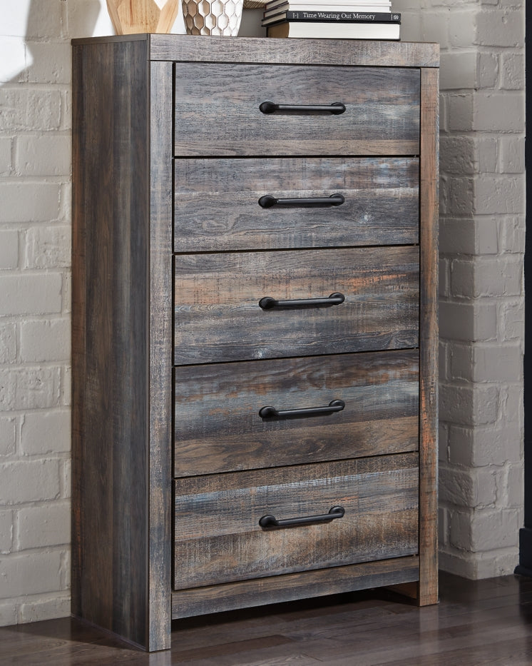 Drystan Queen Panel Bed with 2 Storage Drawers with Mirrored Dresser, Chest and Nightstand - PKG003172 - furniture place usa