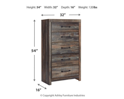 Drystan Full Panel Bed with Mirrored Dresser and Chest - furniture place usa