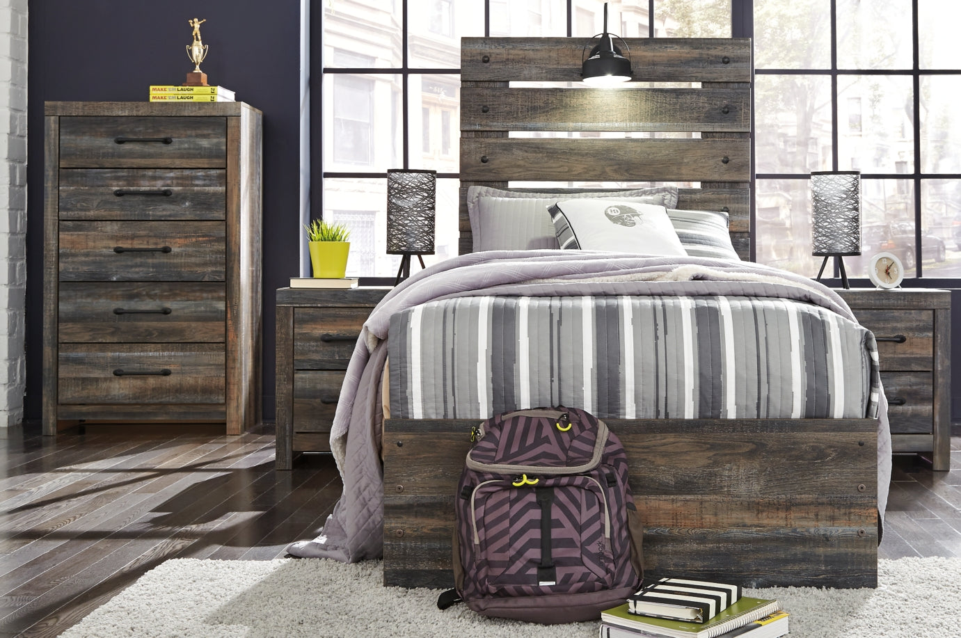 Drystan Queen Panel Bed with 4 Storage Drawers - furniture place usa