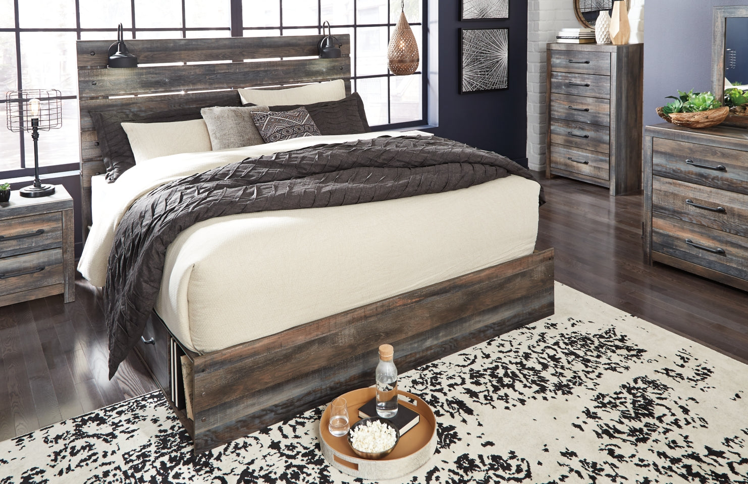 Drystan Queen Panel Bed with 4 Storage Drawers - furniture place usa