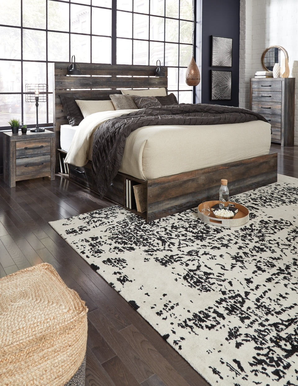 Drystan Queen Panel Bed with 4 Storage Drawers - furniture place usa