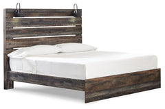 Drystan King Panel Bed with Mirrored Dresser and Chest - furniture place usa