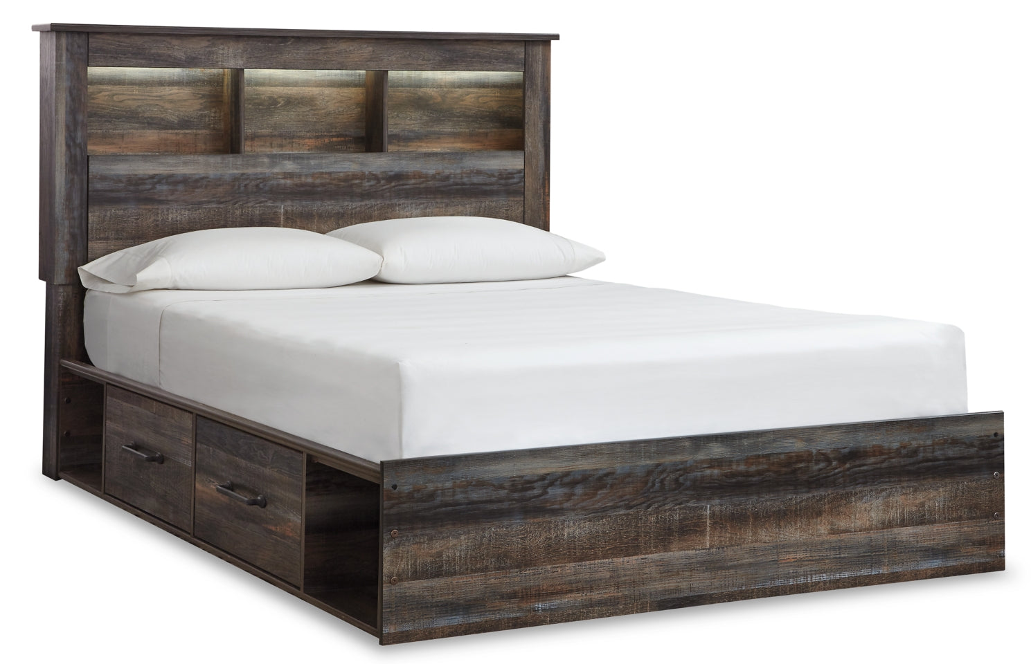 Drystan Queen Bookcase Bed with 4 Storage Drawers with Dresser - furniture place usa