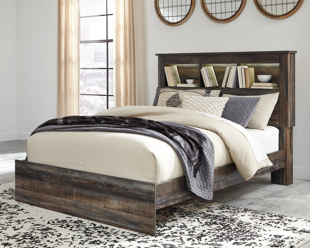 Drystan Queen Bookcase Bed with Mirrored Dresser - furniture place usa