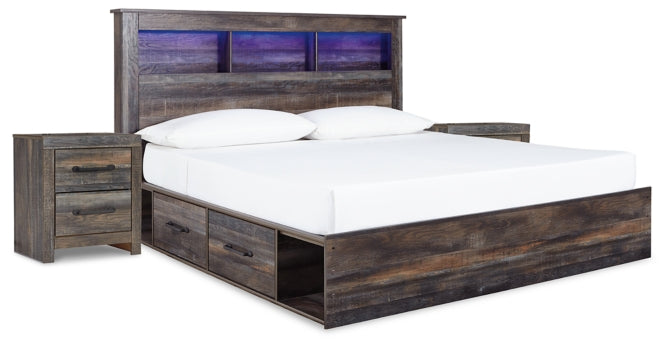 Drystan King Bookcase Bed with 2 Nightstands - furniture place usa