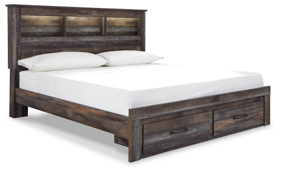 Drystan Queen Bookcase Bed with 2 Storage Drawers with Mirrored Dresser, Chest and Nightstand - PKG003244 - furniture place usa