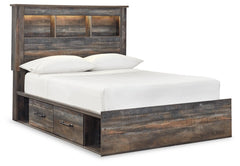 Drystan Full Bookcase Bed with 4 Storage Drawers with Mirrored Dresser and 2 Nightstands - furniture place usa