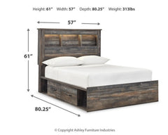 Drystan Full Bookcase Bed with 4 Storage Drawers with Mirrored Dresser and 2 Nightstands - furniture place usa