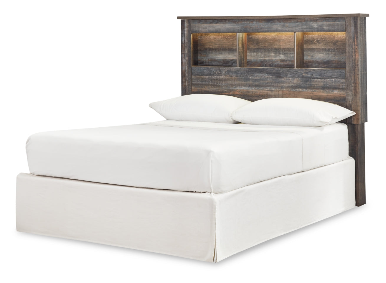 Drystan Queen/Full Bookcase Headboard Bed with Mirrored Dresser - furniture place usa