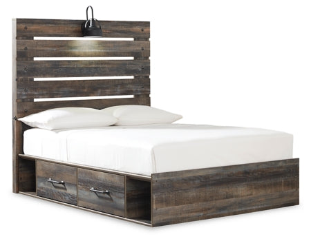 Drystan Full Panel Bed with 4 Storage Drawers with Mirrored Dresser and 2 Nightstands - furniture place usa