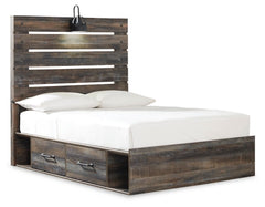 Drystan Full Panel Bed with 4 Storage Drawers with Mirrored Dresser and 2 Nightstands - furniture place usa
