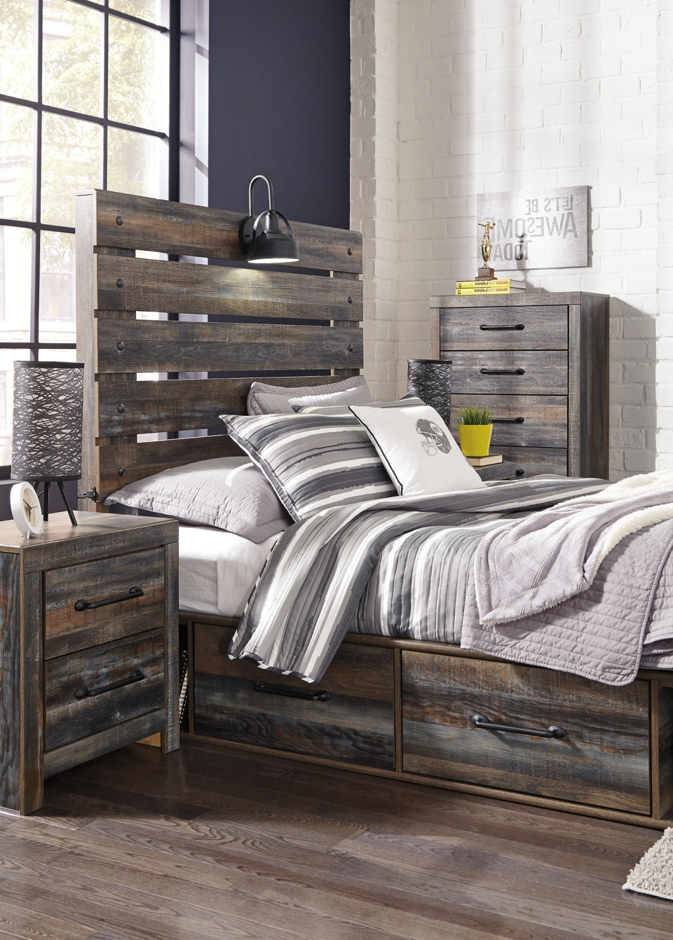 Drystan Queen Panel Bed with 4 Storage Drawers - furniture place usa