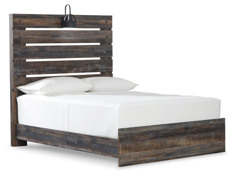 Drystan Full Panel Bed with Mirrored Dresser and Chest - furniture place usa