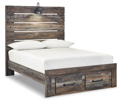 Drystan Queen Panel Bed with 2 Storage Drawers with Mirrored Dresser, Chest and Nightstand - PKG003256 - furniture place usa