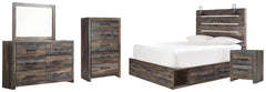 Drystan Queen Panel Bed with 2 Storage Drawers with Mirrored Dresser, Chest and Nightstand - PKG003172 - furniture place usa