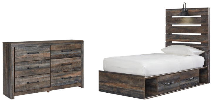 Drystan Twin Panel Bed with 4 Storage Drawers with Dresser - furniture place usa