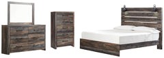Drystan King Panel Bed with Mirrored Dresser and Chest - furniture place usa